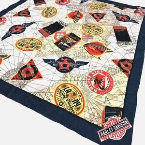 Vintage Harley-Davidson World Travel Silk Scarf 25"x25"